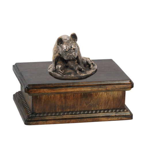 Urne élégante pour cendres de Bulldog Français avec statuette