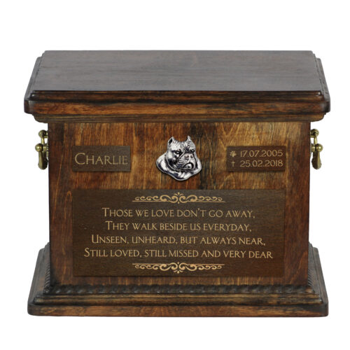 Urne personnalisée pour cendres de chien American Bully avec gravure