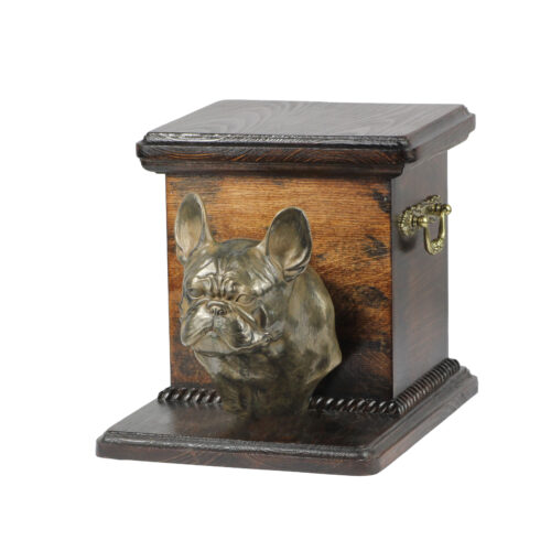 Urne élégante pour cendres de Bulldog Français avec statuette