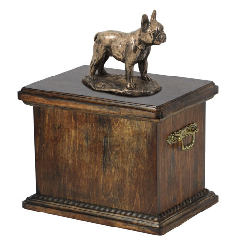 Urne élégante pour les cendres de Bulldog Français avec statuette