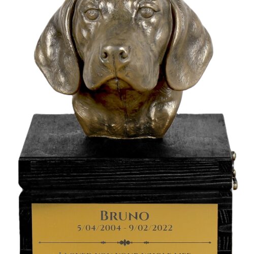 Urne en sculpture de Beagle avec gravure artisanale