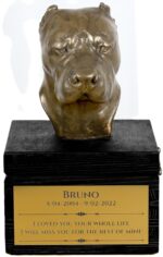 Urne gravée et sculpture artisanale de Dogo Argentino