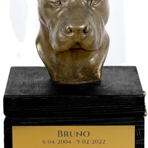 Urne gravée et sculpture artisanale de Dogo Argentino