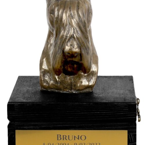 Urne en sculpture de schnauzer avec gravure artisanale