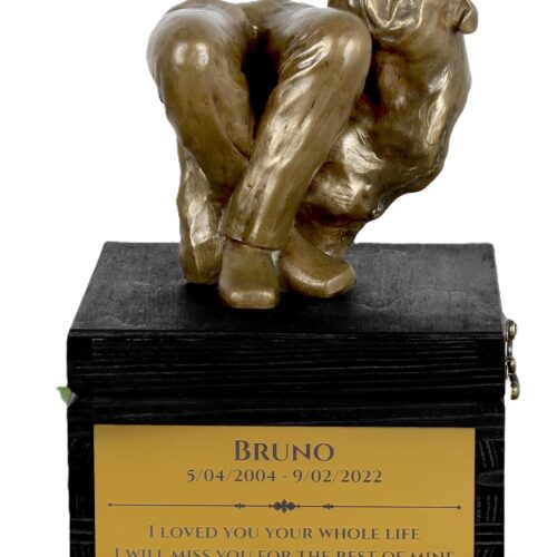 Urne en hommage au Bulldog avec sculpture et gravure artisanale