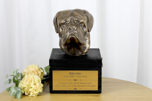 Urne gravée et sculpture de Dogue de Bordeaux artisanale – Image 2
